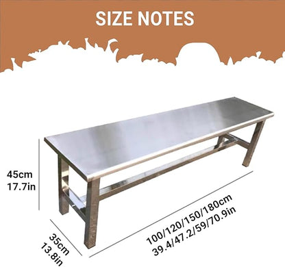 304 Stainless Steel Outdoor Patio Bench,Weatherproof Garden Benches,All-Weather Porch Backless Chair,R-shaped corner treatment,660 Lbs Load-Bearing Capacity(180*35*45cm/70.9*13.8*17.7in)