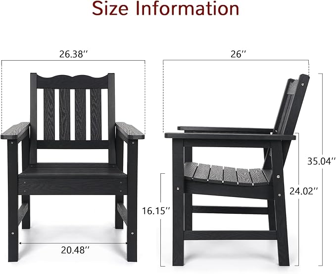 Stoog All-Weather Outdoor Bench & Chairs Set, 3-Piece Patio Furniture Set, Include 1 Garden Bench and 2 Garden Chairs - Photo 4