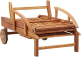 Acacia Wood Outdoor Chaise Lounge w/Grey Cushion 78.7" Poolside Recliner Pull-Out Table for Garden Patio Sunbathing - Photo 7