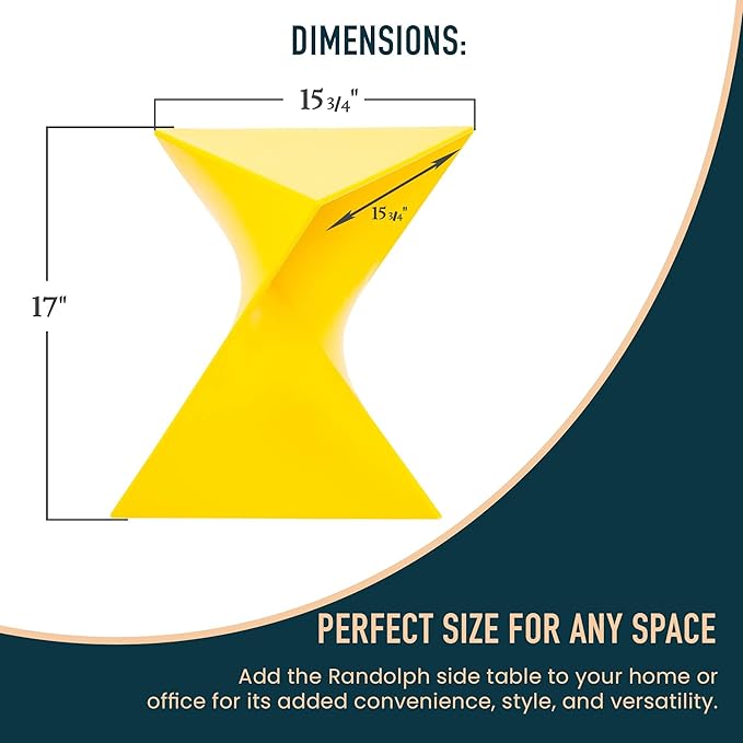 LeisureMod Modern Accent End Table - Stylish Yellow Side Vanity Table for Living Room & Bedroom - Photo 3