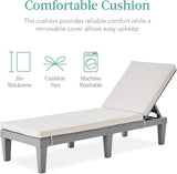 Best Choice Products Outdoor Lounge Chair, Resin Patio Chaise Lounger for Poolside, Backyard, Porch w/Seat Cushion - Photo 5