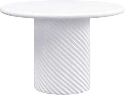 Christopher Knight Home Modern Roski 43" Round Outdoor Dining Table, Modern Patio Dining Table for 4, Lightweight Concrete Patio Coffee Table, MGO Garden Dining Table with Ribbed Base, White