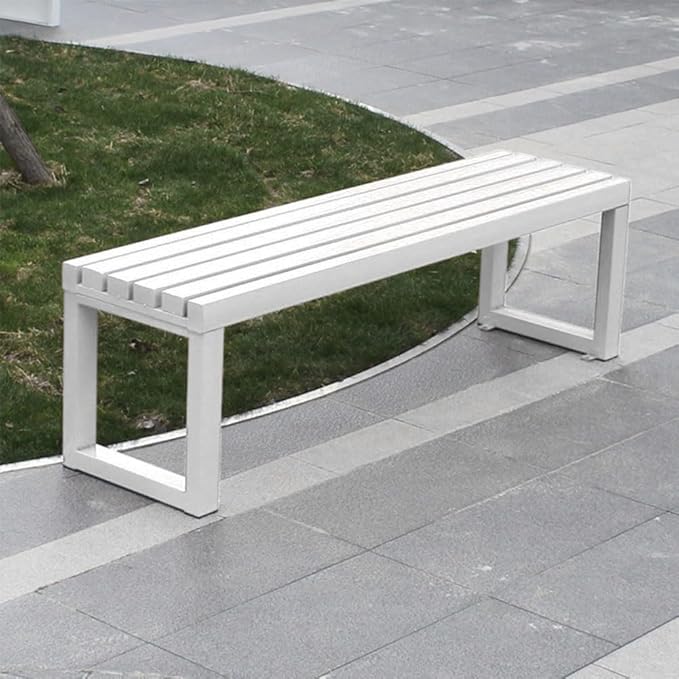 2 Person Outdoor Bench Weatherproof,Metal Garden Benches,Front Porch Bench seat,880 Lbs Weight,Heavy-Duty Furniture Seating for Park,Entryway,Patio Black,Yellow,Orange(White,71 Inch)