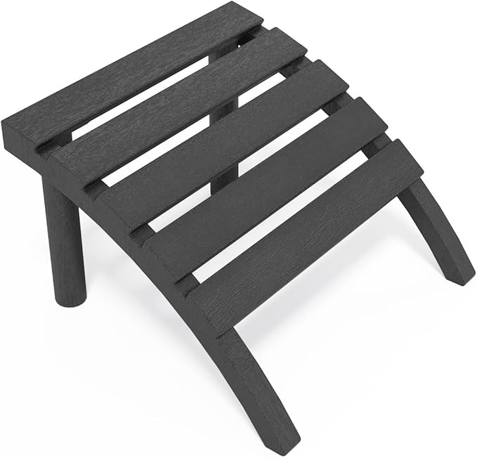 Adirondack Ottoman Tool-Free Assembly, HDPE All Weather Outdoor Foot Rest, Plastic Adirondack Chair Footstool for Patio Deck Backyard Outside(Black)