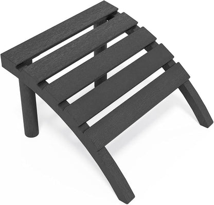 Adirondack Ottoman Tool-Free Assembly, HDPE All Weather Outdoor Foot Rest, Plastic Adirondack Chair Footstool for Patio Deck Backyard Outside(Black)