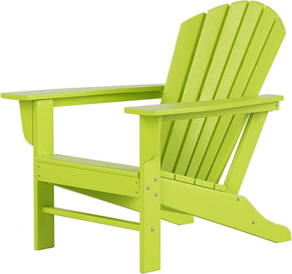 Costaelm Outdoor Adirondack Chair, HDPE Patio Chair, Weather Resistant Lawn Firepit Outside Chairs for Porch, Poolside, Garden, Backyard Deck, Lime