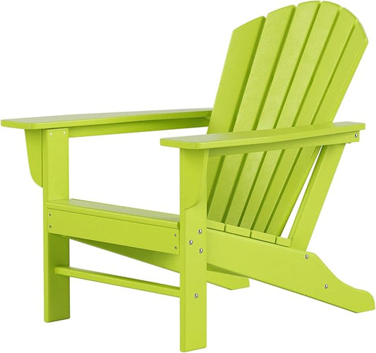 Costaelm Outdoor Adirondack Chair, HDPE Patio Chair, Weather Resistant Lawn Firepit Outside Chairs for Porch, Poolside, Garden, Backyard Deck, Lime