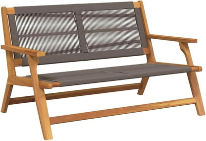 Modern Outdoor Garden Bench, Solid Acacia Wood Patio Furniture Set with Weather-Resistant Finish, Grey 2-Seater for Backyard, Deck, Porch, 48.03 x 29.92 x 28.74 Inches, Easy Assembly