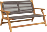 Modern Outdoor Bench, Solid Acacia Wood Garden Furniture Set Grey 48 x 30 x 29 Inches - Photo 2