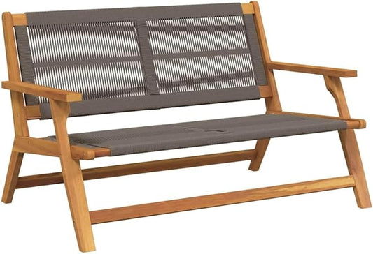 Modern Outdoor Bench, Solid Acacia Wood Garden Furniture Set Grey 48 x 30 x 29 Inches, Weather-Resistant Patio Seating for Backyard, Porch, 2-Person Heavy Duty Bench with Easy Assembly