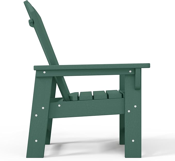 WestinTrends Malibu Kids Outdoor Adirondack Plastic Patio Chair (Set of 2), Dark Green