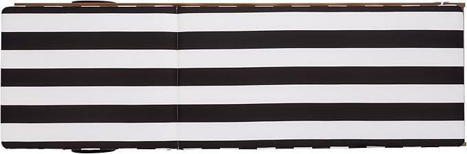 SAFAVIEH Outdoor Patio Furniture Collection - Newport Natural Solid Wood Chaise Lounge Chair with Black Stripe Cushion, Adjustable Backrest (PAT7316E)