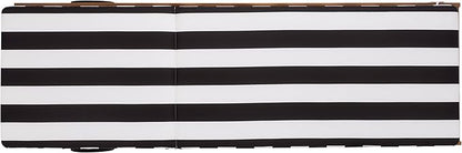 SAFAVIEH Outdoor Patio Furniture Collection - Newport Natural Solid Wood Chaise Lounge Chair with Black Stripe Cushion, Adjustable Backrest (PAT7316E)