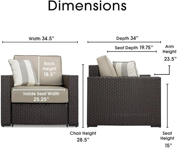 Serta Laguna Brown Resin Wicker Outdoor Patio Furniture Collection, Easy Assembly, Porch or Pool, Weather Resistant - Photo 2