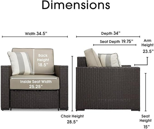 Serta Laguna Brown Resin Wicker Outdoor Patio Furniture Collection, Easy Assembly, Porch or Pool, Weather Resistant, Arm Chair Brown Wicker