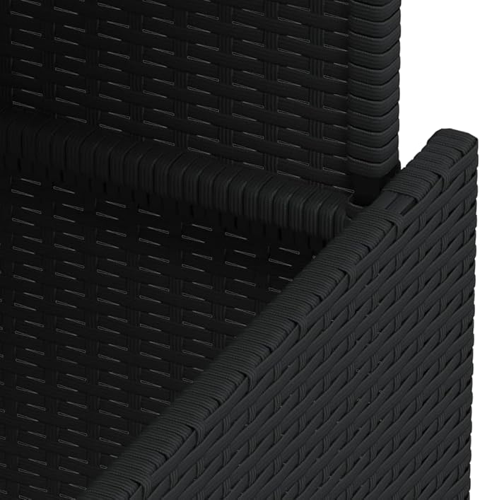 vidaXL Garden Table Black PE Rattan, Powder-Coated Steel, Solid Acacia Wood
