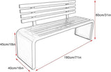 Outdoor Metal Garden Bench, 660lb Capacity, Stylish Patio Seating for Entryway, Yard, Park, Durable Blue Finish - Photo 3