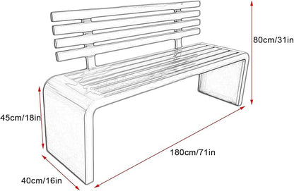 Outdoor Metal Garden Bench, 660lb Capacity, Stylish Patio Seating for Entryway, Yard, Park, Durable Blue Finish, 71in Long, Perfect for Outdoor Spaces