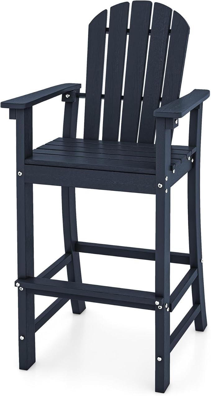 ORALNER Tall Adirondack Chairs, Outdoor High Back Balcony Chair, Weather Resistant HDPE Resin Plastic Bar Height Stools - Photo 1