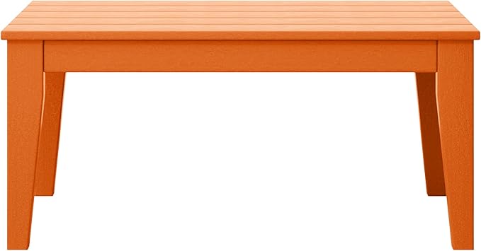WestinTrends Malibu Low Outdoor HDPE Patio Rectangle Coffee Table, Orange