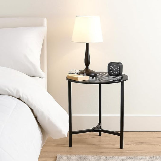 Party Zealot Set of 2 Small Round Metal Side Tables, 13-Inch Black Outdoor End Tables for Patio, Balcony, Porch or Garden – Weather-Resistant Corner Coffee Table for Small Spaces & Indoor Plant Stand