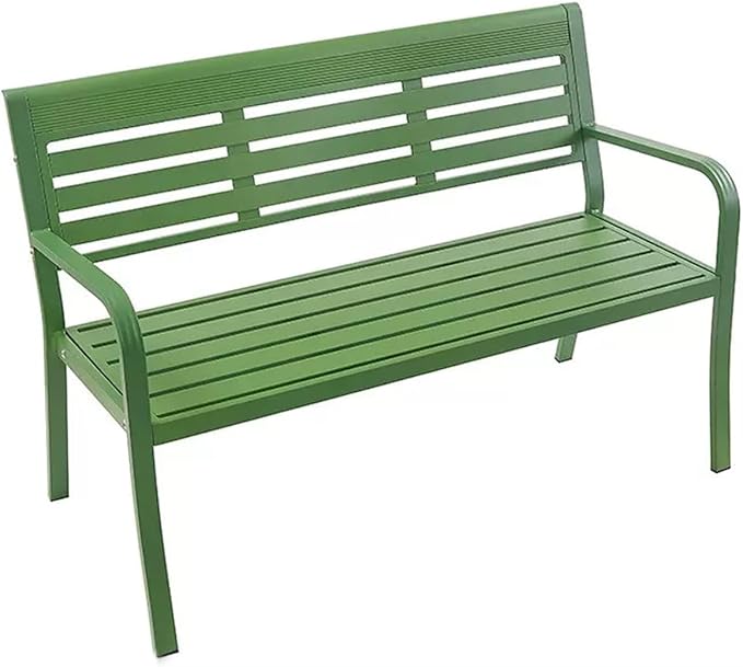 Metal Garden Bench, Outdoor Park Bench, Patio Bench Weatherproof, Porch Bench, Aluminum Alloy Frame, for Porch, Lawn, Balcony and Backyard (Color : Green)