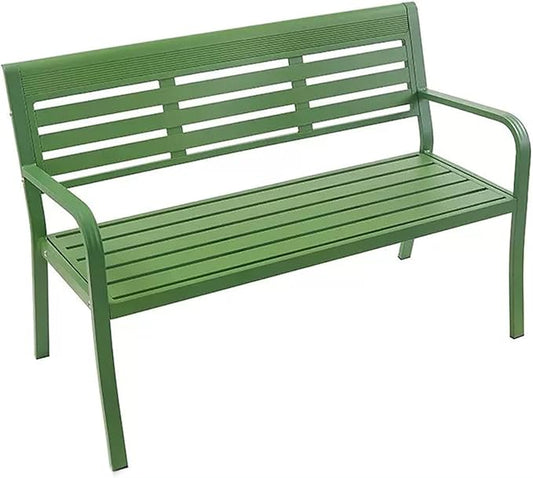 Metal Garden Bench, Outdoor Park Bench, Patio Bench Weatherproof, Porch Bench, Aluminum Alloy Frame, for Porch, Lawn, Balcony and Backyard (Color : Green)