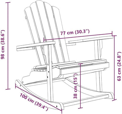 Solid Teak Outdoor Rocking Adirondack Chair with Wide Arms and High Backrest for Garden Patio Relaxation, Durable Oiled Finish, Comfortable Seating Furniture