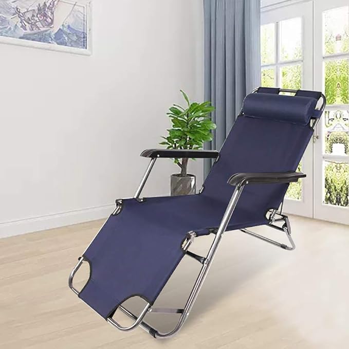 Patio Lounge Chair, Portable Folding Outdoor Patio Lounge Chairs Sun Pool Lawn Chaise with Pillow for Outdoor Camping - Photo 3