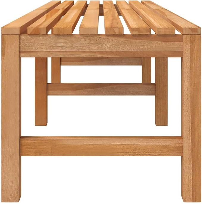 Teak Wood Garden Bench, 59.1 in Solid Teak Outdoor Furniture, Durable Patio Seating for 3 People, Weatherproof Brown Finish Bench Seating