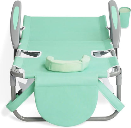 Ostrich Lightweight Portable Outdoor On Your Back Folding Chair for Relaxing with 5 Seat Adjustment Backpack Straps and Cup Holder, Teal (2 Pack)