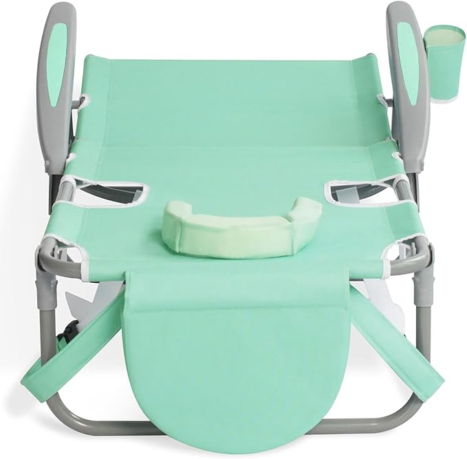 Ostrich Lightweight Portable Outdoor On Your Back Folding Chair for Relaxing with 5 Seat Adjustment Backpack Straps and Cup Holder, Teal (4 Pack)