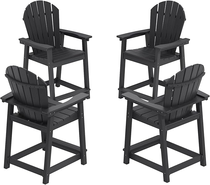 OTSUN Tall Adirondack Chairs Set of 4, HDPE Bar Height Outdoor Chairs, Adirondack Bar Stools for Patio Balcony & Porch - Photo 1