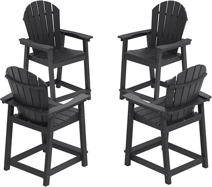 OTSUN Tall Modern Adirondack Chairs Set of 4, All Weather HDPE Bar Height Adirondack Stools Widened Durable Design for Porch Patio Yard Lawn Fire Pit Bistro Basement Indoors & Outdoors