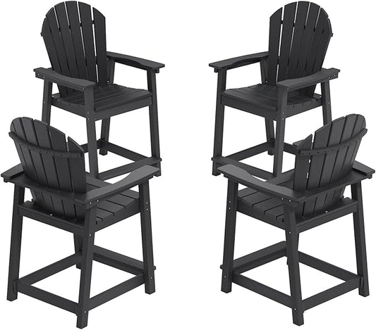 OTSUN Tall Modern Adirondack Chairs Set of 4, All Weather HDPE Bar Height Adirondack Stools Widened Durable Design for Porch Patio Yard Lawn Fire Pit Bistro Basement Indoors & Outdoors