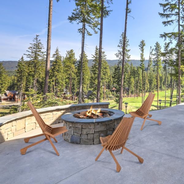 Generic Acacia Wood Folding Wooden Outdoor Chair -Stylish Low Profile Acacia Wood Lounge Chair for The Patio, Porch, Lawn, Garden or Home Furniture, Brown