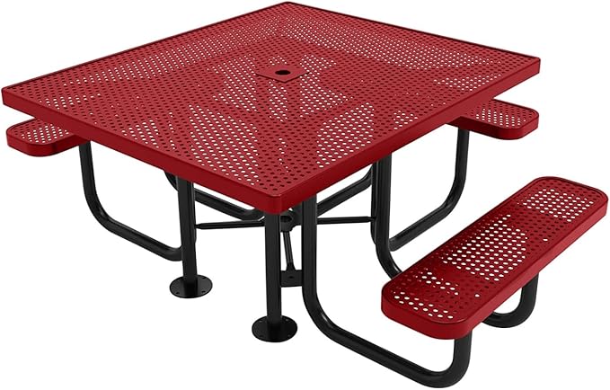 COATEDOUTDOORFURNITURE Heavy-Duty Portable ADA-Compliant Outdoor Picnic Table with Umbrella Hole - Photo 1
