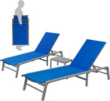 Kozyard 3-Pieces Patio Lounge Set, 2Foldable Adjustable Lounge Chairs and Side Table, Aluminum Frame - Photo 8