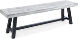 roomfitters Outdoor Dining Bench, Acacia Wood with Black Rustic Metal Finish Frame, Durable Bench for Garden, Porch - Photo 7
