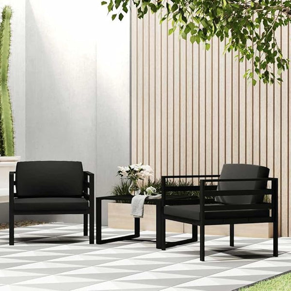Anthracite Modular Outdoor Sofa 27.6 x 29.5 x 25.4 in Single Patio Couch Powder-Coated Aluminum Frame Removable - Photo 1