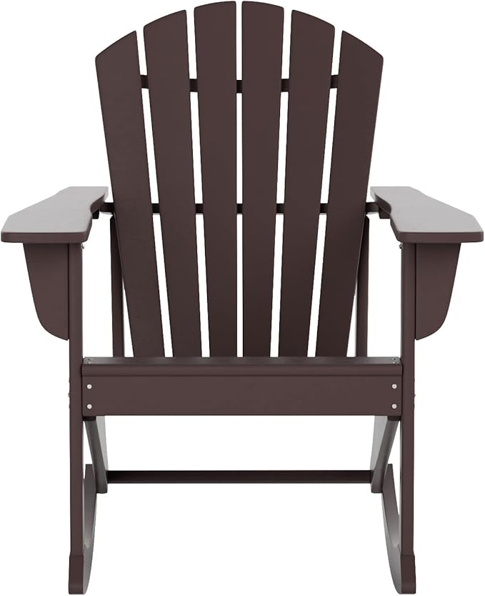 WO WESTIN OUTDOOR HDPE Altura Outdoor Rocking Poly Adirondack Chair, Dark Brown