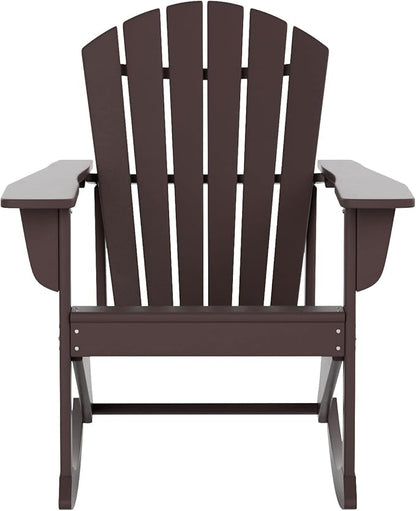 WestinTrends Dylan Outdoor Patio Poly Plastic Adirondack Rocking Chair, Dark Brown