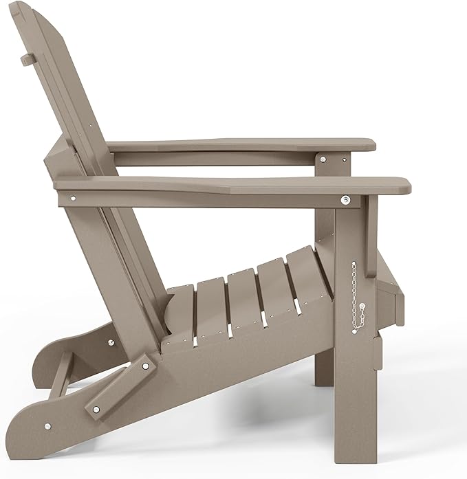 WO WESTIN OUTDOOR HDPE Laguna Outdoor Folding Poly Adirondack Chair (Set of 4), Weathered Wood