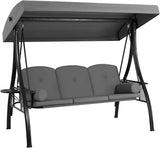 HOMREST 3 Seat Outdoor Porch Swing with 1.5" Deepened Cup Holder, Adjustable Canopy, Patio Swing Bed with Stand - Photo 1