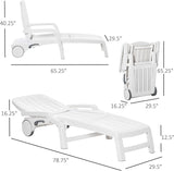 Outsunny Outdoor Chaise Lounge Chair on Wheels with Storage Box, Waterproof Lounger with Quick Assembly, Folding Design - Photo 3