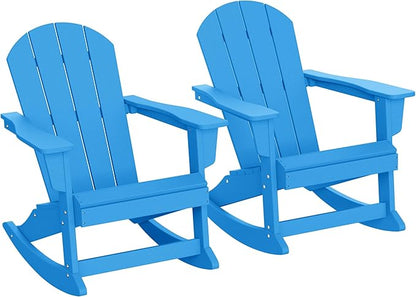 WestinTrends Malibu 2 Piece Set Outdoor/Patio Poly Adirondack Rocking Chairs (2 Seater), Pacific Blue