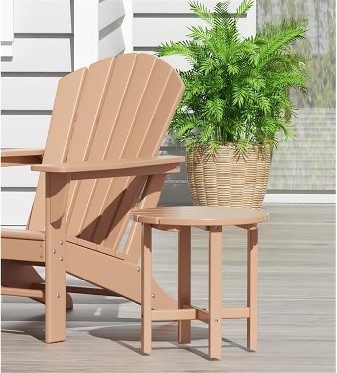 Costaelm Round Outdoor Side Tables, Adirondack Patio Tables for Outside, HDPE Patio End Table Weather Resistant - Photo 2