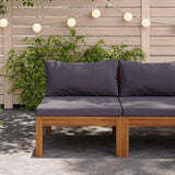 Outdoor Sectional Middle Sofa Dark Grey, 27.2x25.6x24.6in Solid Acacia Wood Frame - Photo 1