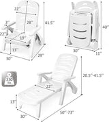 Tangkula Outdoor Chaise Lounge Chair, Adjustable 5-Position Recliner Chair with Built-in Wheels - Photo 3