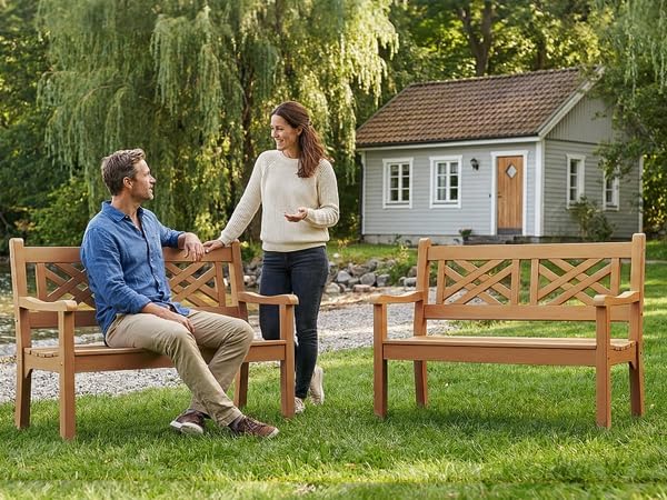 Psilvam 49''W All-Weather Poly Lumber Outdoor Bench – 2- Person Garden Bench with Decorative Backrest & Curved Armrests - Photo 9